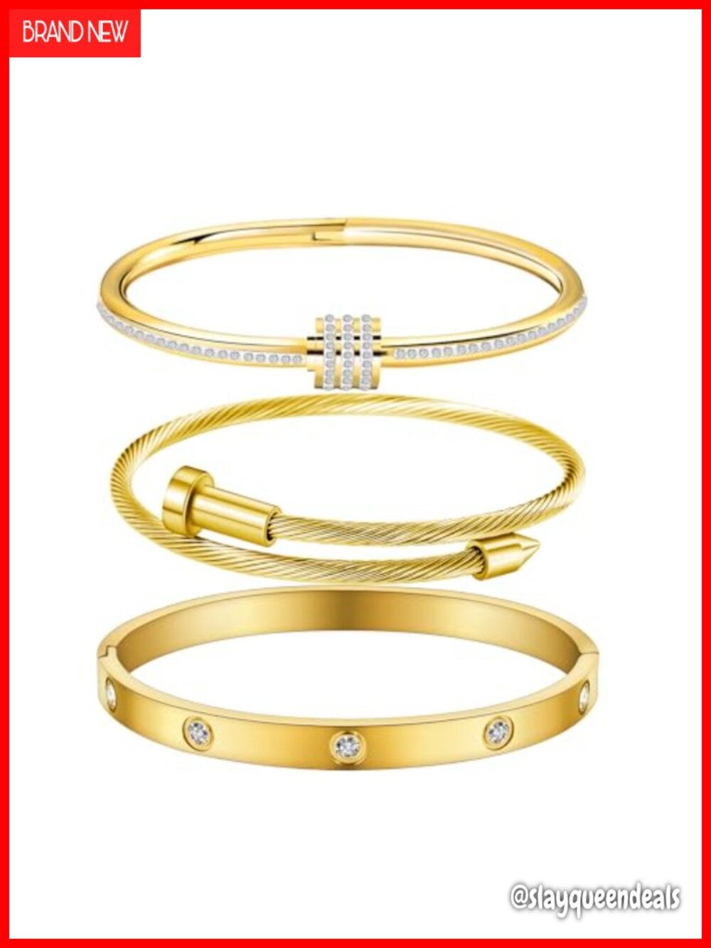 Gold Bracelet Set 18K Gold Plated Cuff Bangle for Women Stackable Jewelry Gift